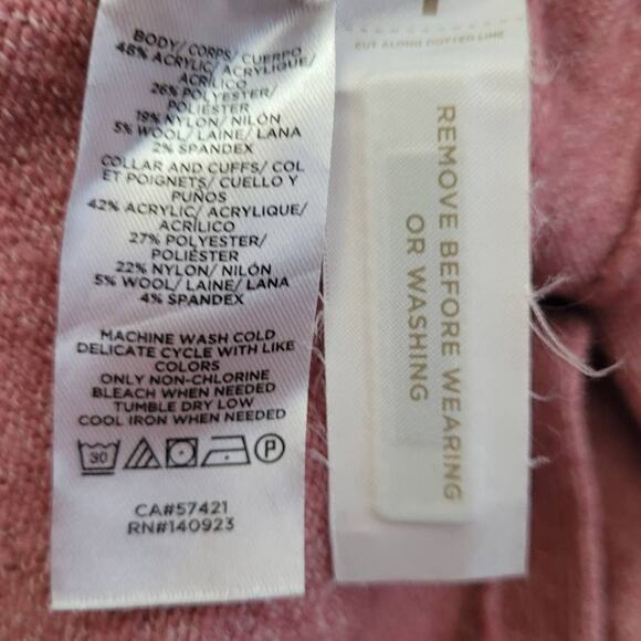 LOFT Pink Knit Cardigan Small Open Front Layered Cozy Cottagecore Grannycore - Picture 7 of 8